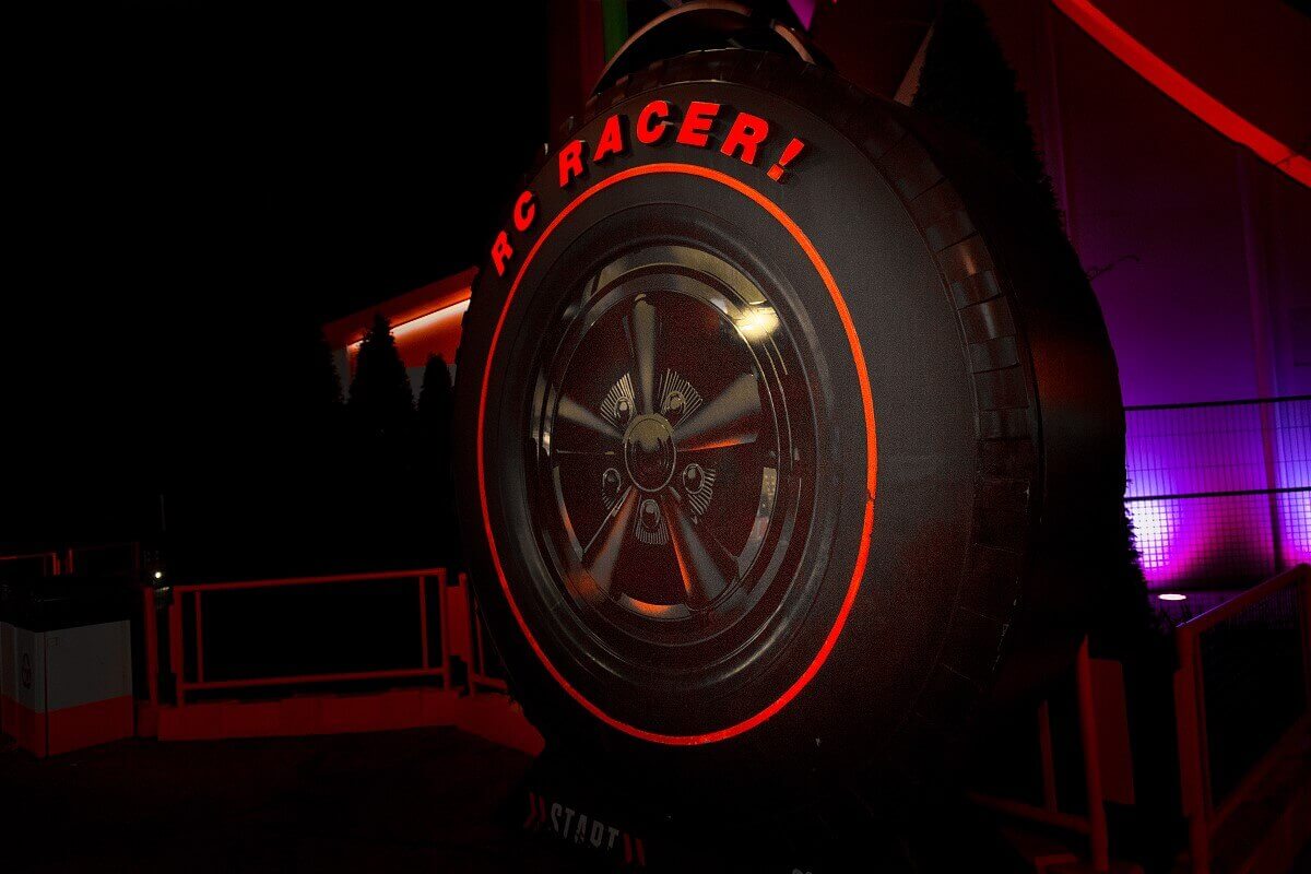 Tires at the entrance to the RC Racer The tire at the entrance of the RC Racer says RC Racer! Start