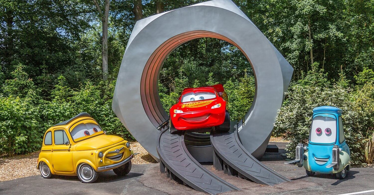 Worlds of Pixar in Walt Disney Studios Park Lightning McQueen, Luigi, and Guido in the Worlds of Pixar